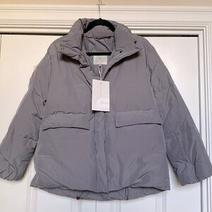 NWT FITOUCH Women's L Down Puffer Jacket Coat Grey Winter ski snow warm Cozy